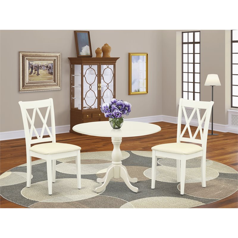 Pemberly Row 3-Piece Dining Set with Drop Leaves and X-Back Chairs