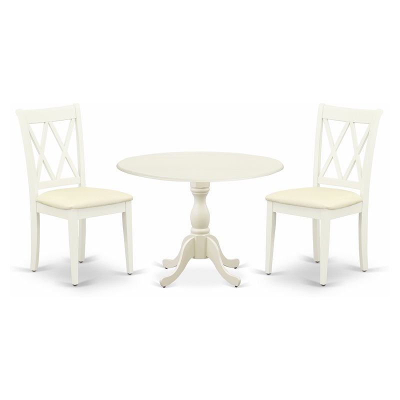 Pemberly Row 3-Piece Dining Set with Drop Leaves and X-Back Chairs