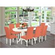 Pemberly Row 9-Piece Oval Dining Set with Pink Flamingo Chairs