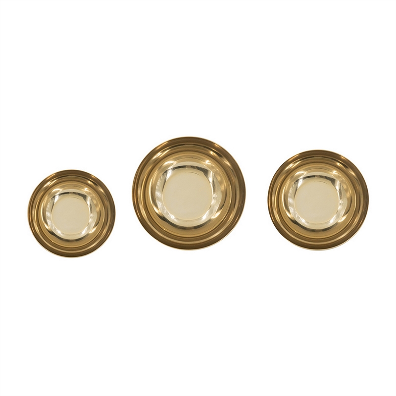 Pemberly Row Round Decorative Bowl Set of 3 in Black/Gold Aluminum