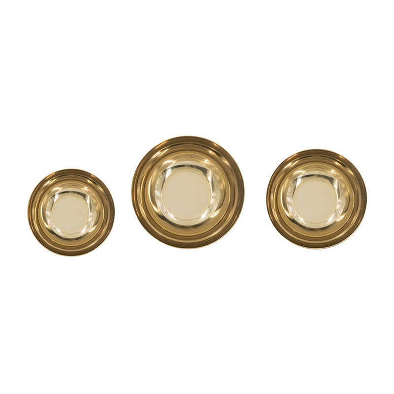 Pemberly Row Round Decorative Bowl Set of 3 in Black/Gold Aluminum