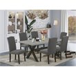 Pemberly Row 7-Piece X-Leg Dining Table Set in Dark Gotham Gray