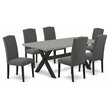 Pemberly Row 7-Piece X-Leg Dining Table Set in Dark Gotham Gray