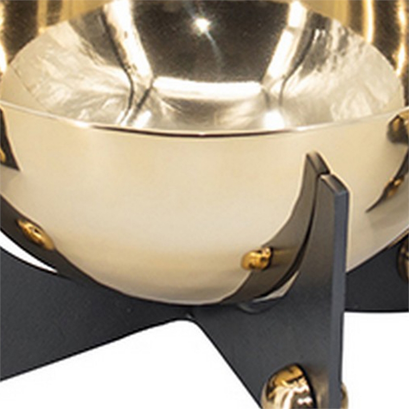 Pemberly Row Gold Aluminum Decorative Bowl Set of 3 with Black Stand