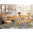 Pemberly Row 5-Piece Wood Dining Table Set with Oak Finish and Benches