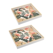 Pemberly Row Floral Printed Trays in Crisp White/Pink and Green Set of 2