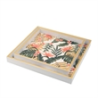 Pemberly Row Floral Printed Trays in Crisp White/Pink and Green Set of 2