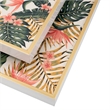 Pemberly Row Floral Printed Trays in Crisp White/Pink and Green Set of 2