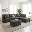 Pemberly Row 2 Piece L Shape Sectional Sofa with Reversible Chaise in Black