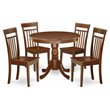 Pemberly Row 5-Piece Wood Dining Set with Round Table in Mahogany