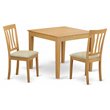 Pemberly Row 3-Piece Oak Rubberwood Dining Set with Square Table