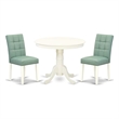 Pemberly Row 3-Piece Dining Table Set in Linen White and Willow Green