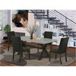 Pemberly Row X-Style 5-Piece Wood Dining Table Set in Black and Cement