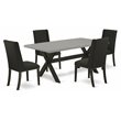Pemberly Row X-Style 5-Piece Wood Dining Table Set in Black and Cement