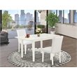 Pemberly Row 3-Piece Wood Dining Set with Parson Chairs in Linen White