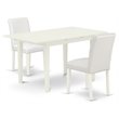 Pemberly Row 3-Piece Wood Dining Set with Parson Chairs in Linen White