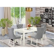 Pemberly Row 5-Piece Kitchen Table Set in Linen White and Light Gray Finish