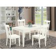 Pemberly Row 5-Piece Dining Set in Linen White with Cross-Hatch Chair Backs