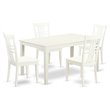 Pemberly Row 5-Piece Dining Set in Linen White with Cross-Hatch Chair Backs