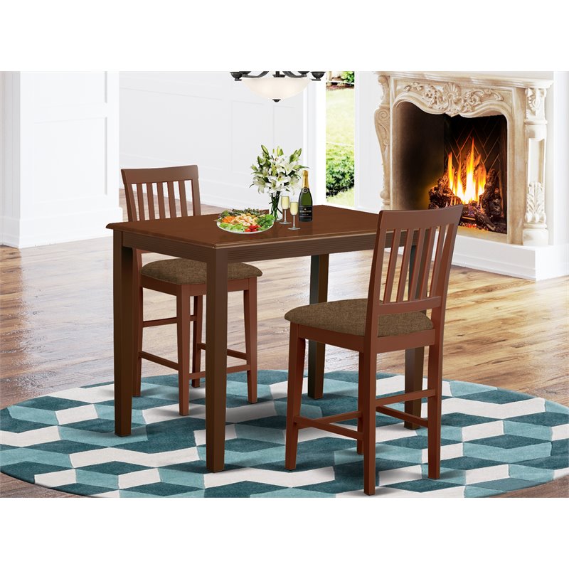 Pemberly Row 3-Piece Mahogany Wood Counter Height Dining Set