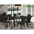 Pemberly Row 7-Piece Black Wood Dining Set with Parson Chairs