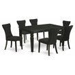 Pemberly Row 7-Piece Black Wood Dining Set with Parson Chairs