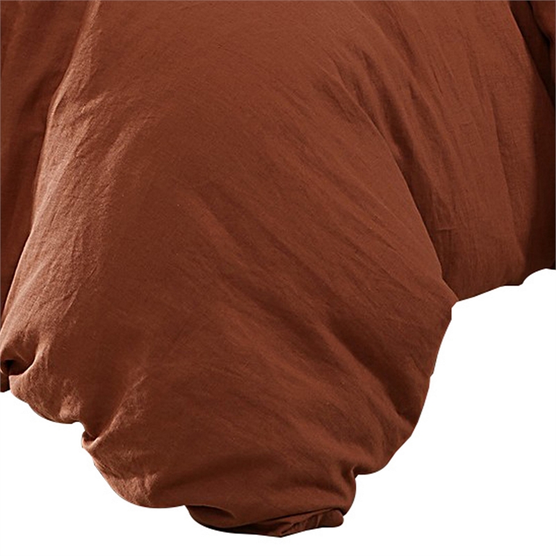 Pemberly Row 4 Piece Queen Duvet Comforter Set Linen in Rust Orange
