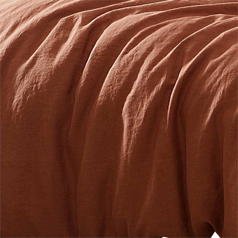 Pemberly Row 4 Piece Queen Duvet Comforter Set Linen in Rust Orange