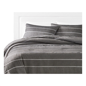 Pemberly Row 3 Piece Queen Comforter Set Striped Woven Jacquard in Gray