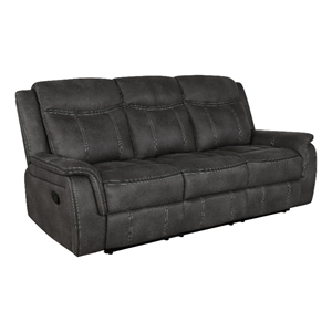 Pemberly Row 85&quot Motion Manual Recliner Sofa Gel Memory Foam in Black