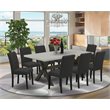 Pemberly Row 9-Piece Rubberwood Dining Room Set Black & Cement Finish