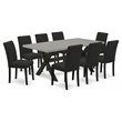 Pemberly Row 9-Piece Rubberwood Dining Room Set Black & Cement Finish