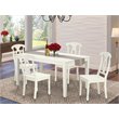 Pemberly Row 5-Piece Wood Dining Set with Panel-Back Chairs in Linen White