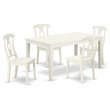 Pemberly Row 5-Piece Wood Dining Set with Panel-Back Chairs in Linen White