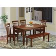 Pemberly Row 6-Piece Wood Dining Set with Slatted-Back Chairs in Mahogany