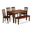 Pemberly Row 6-Piece Wood Dining Set with Slatted-Back Chairs in Mahogany