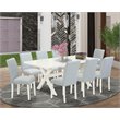 Pemberly Row X-Leg 9-Piece Dining Set in Linen White & Baby Blue