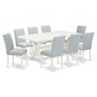 Pemberly Row X-Leg 9-Piece Dining Set in Linen White & Baby Blue