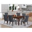 Pemberly Row 7-Piece Dining Table Set in Mahogany and Platinum Gray