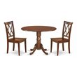 Pemberly Row Round Dining Set with Drop Leaf and X-Back Chairs in Mahogany
