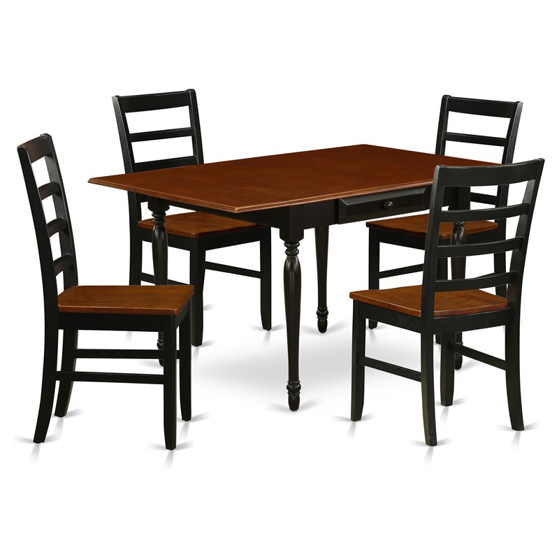 Pemberly Row 5-Piece Wood Dining Set in Black and Cherry Finish