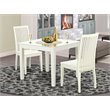 Pemberly Row 3-Piece Wood Dinette Set with Square Table in Linen White
