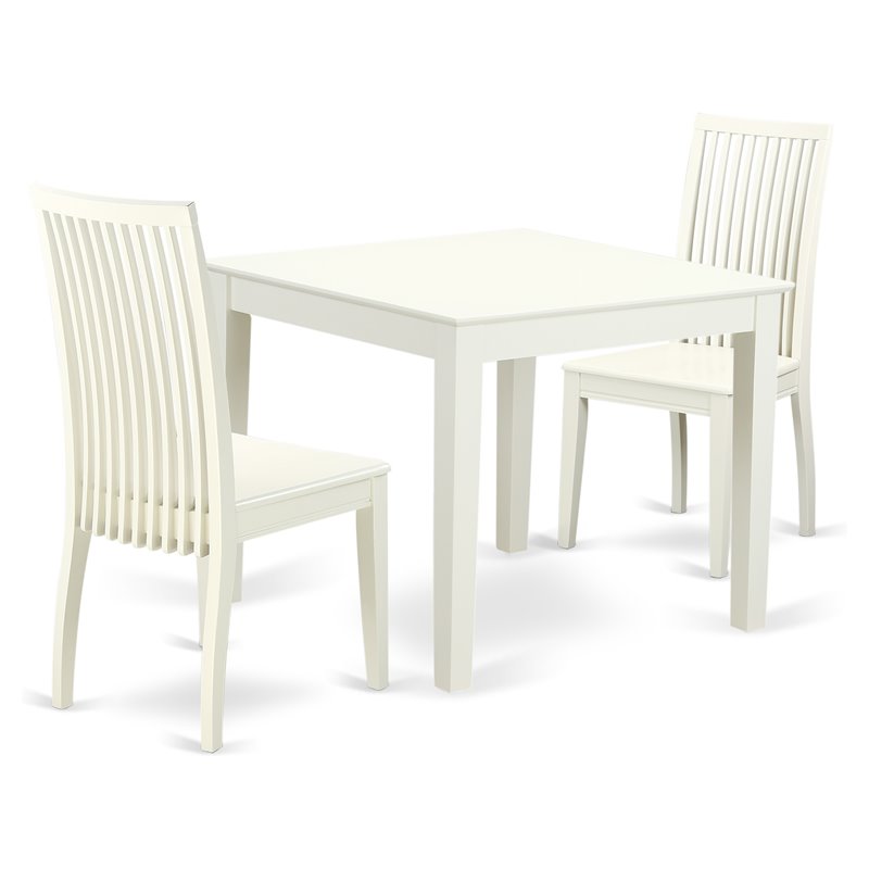 Pemberly Row 3-Piece Wood Dinette Set with Square Table in Linen White