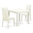 Pemberly Row 3-Piece Wood Dinette Set with Square Table in Linen White