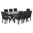 Pemberly Row 9-Piece Wood Dining Set with Parson Chairs in Gray/Black