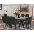 Pemberly Row 9-Piece Wood Dining Set with Parson Chairs in Gray/Black