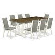 Pemberly Row 9-Piece Rectangular Wood Dining Set in White and Shitake