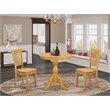Pemberly Row 3-Piece Dining Table Set in Oak Finish with Wood Seats