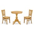 Pemberly Row 3-Piece Dining Table Set in Oak Finish with Wood Seats