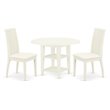 Pemberly Row 3-Piece Wood Dining Table Set in Linen White Finish